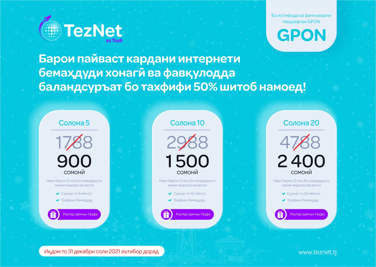 TezNet бастаҳои солонаро барои соли 2022 пешниҳод менамояд!